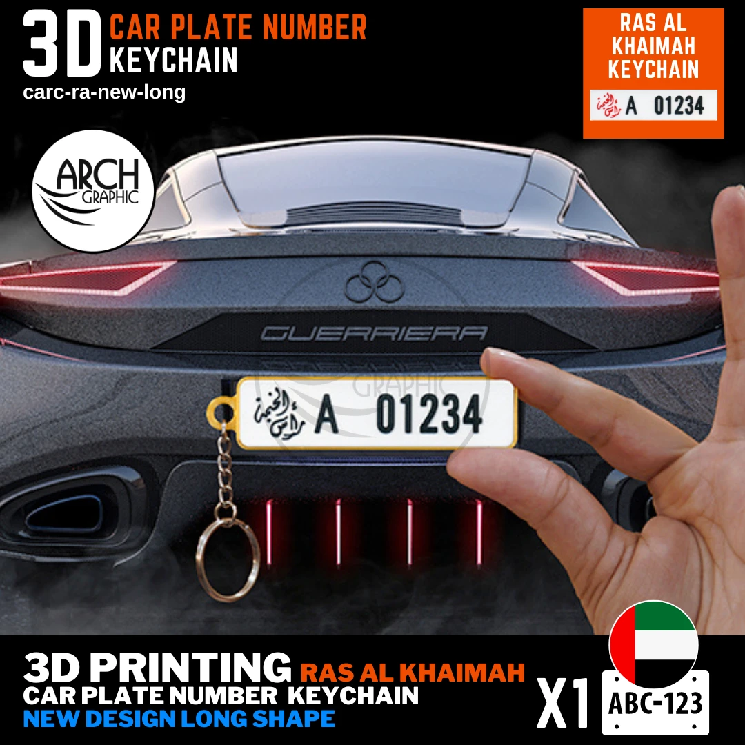 personalized 3D Printed (RAK) Ras Al-Khaimah New Design Long Shape keychains