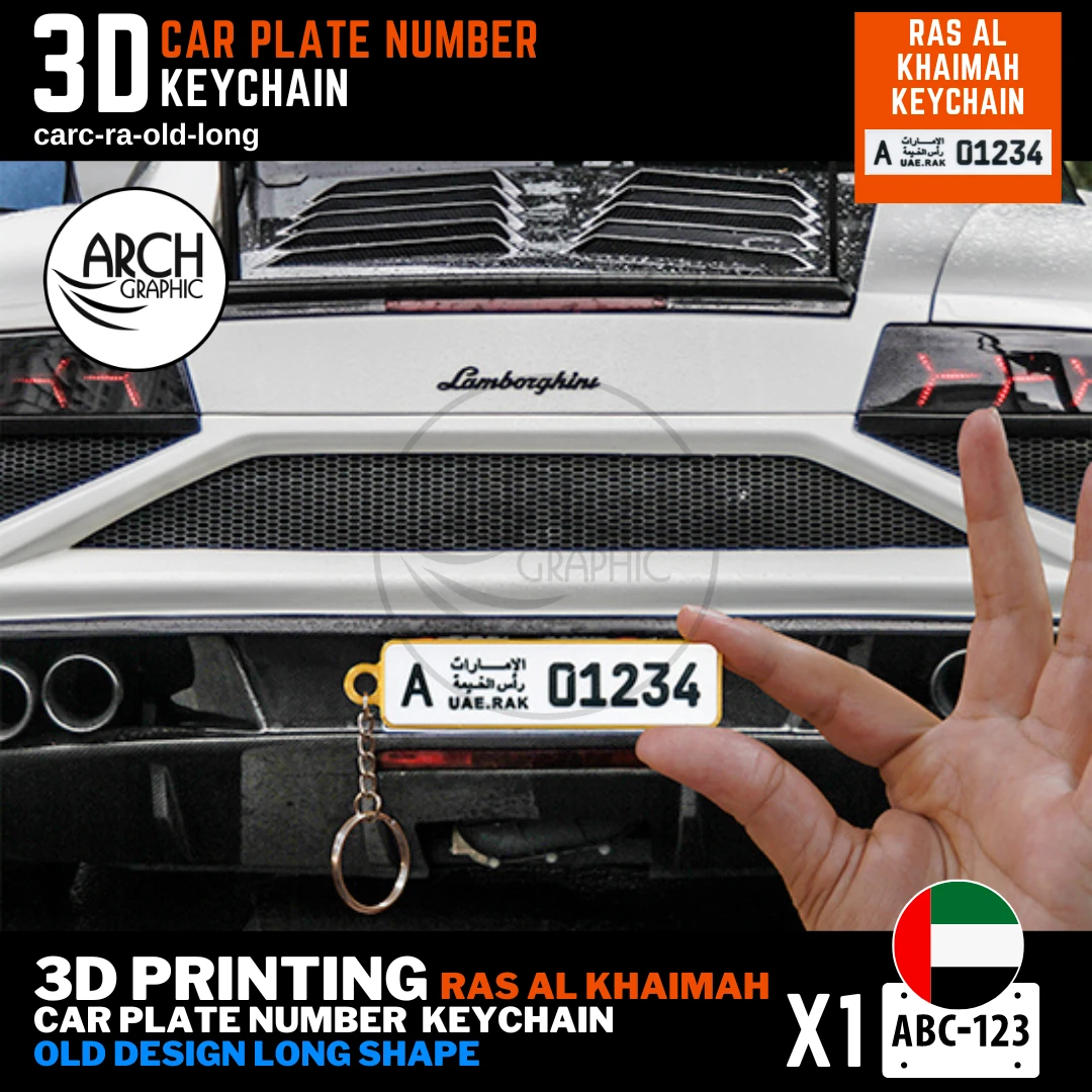 3D Print for (RAK) Ras Al-Khaimah old Design Long Shape Keyring