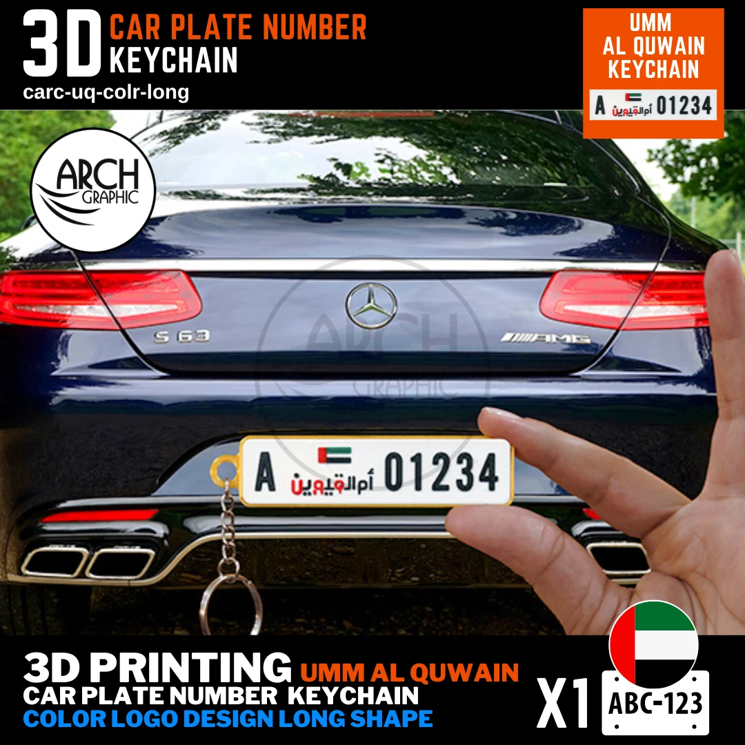 3D Print for Umm Al Quwain Color Logo Design Long Shape Keyring