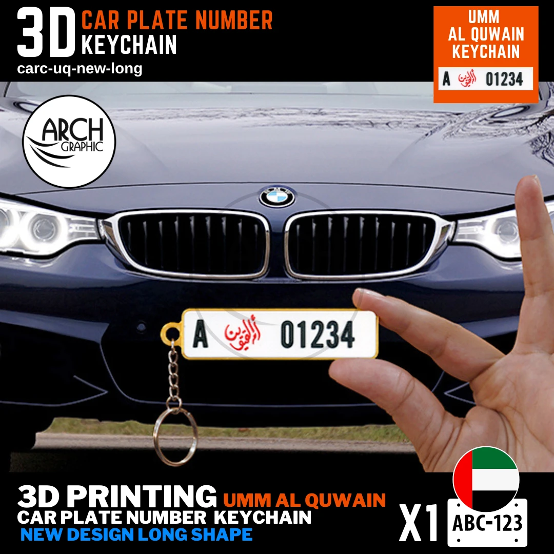 Personalized 3D Printing of Umm Al Quwain New Design Long Shape keyring