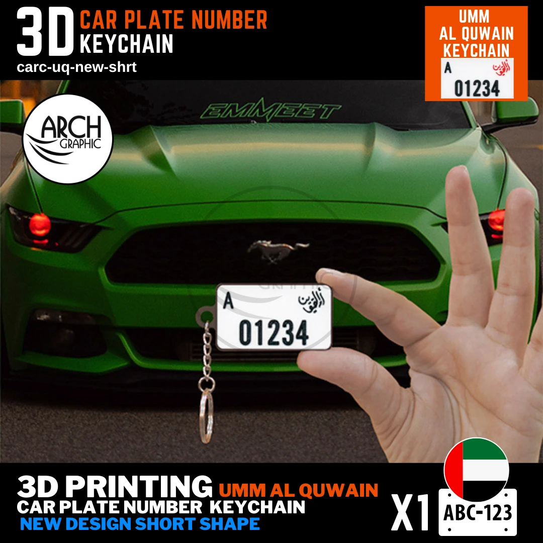 Personalized 3D Printing of Umm Al Quwain New Design Short Shape keyring