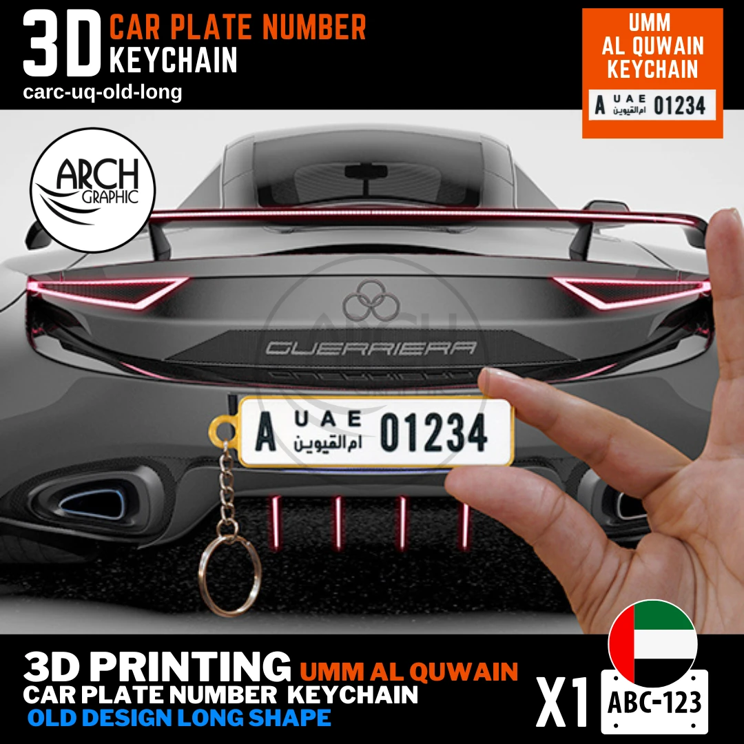 3D Print for Umm Al Quwain old Design Long Shape Keyring