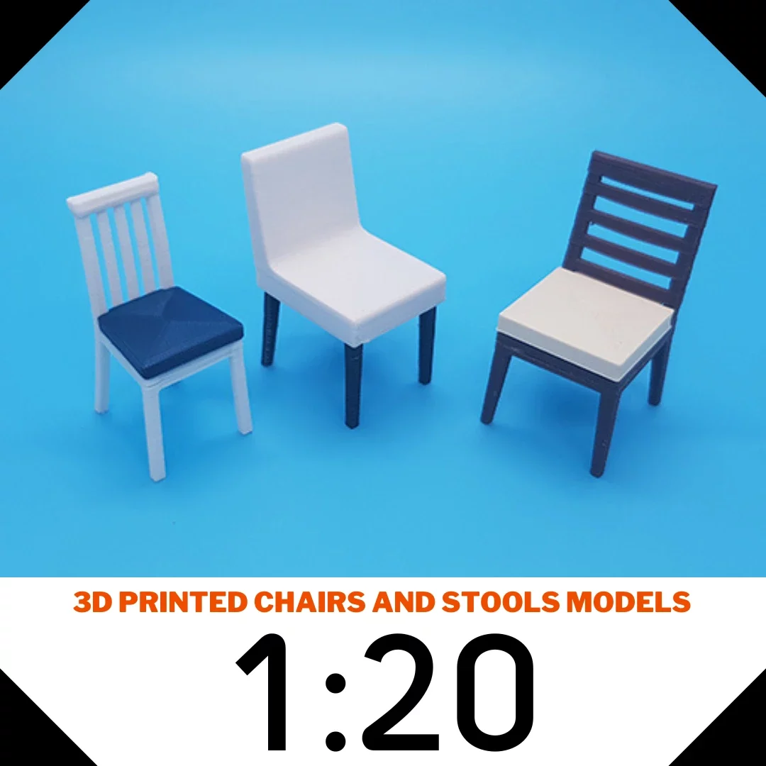 3D Printed chairs and stools models scale 1:20