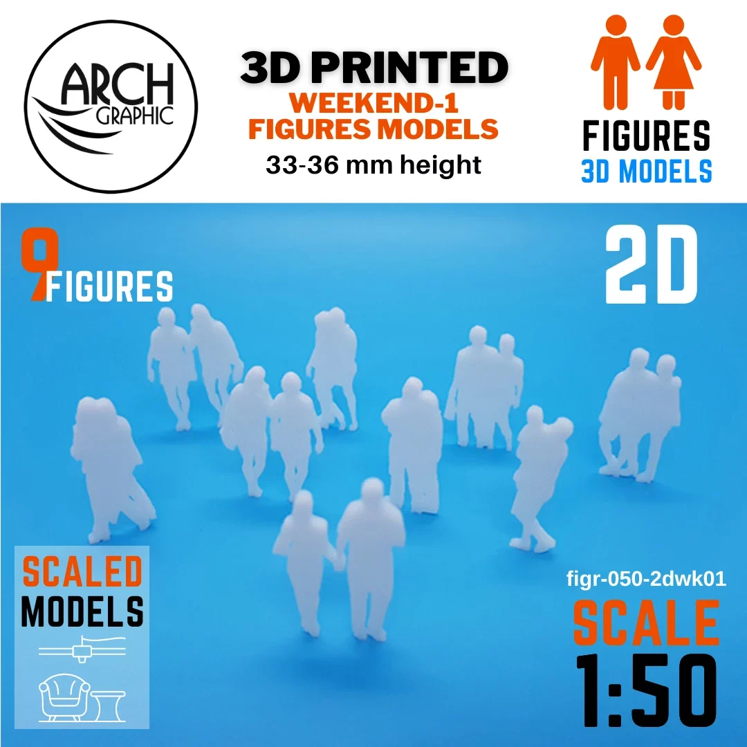 3D printed weekend-1 figures models scale 1:50