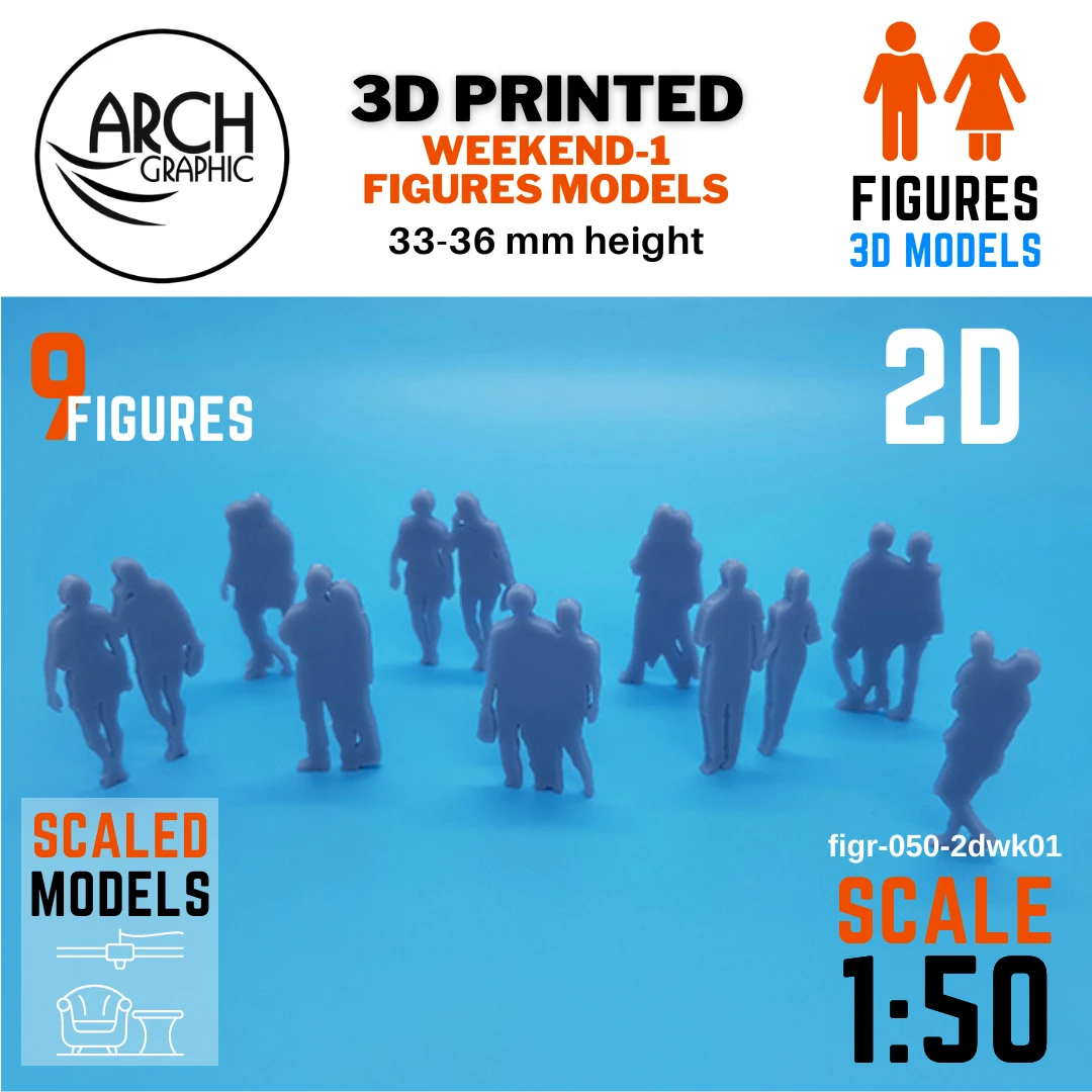 High-Quality 3D Printing Service in Dubai Provides 3D Printed Human Weekend 1 figures in scale 1:100 for 3D Printed scaled models mockup Projects
