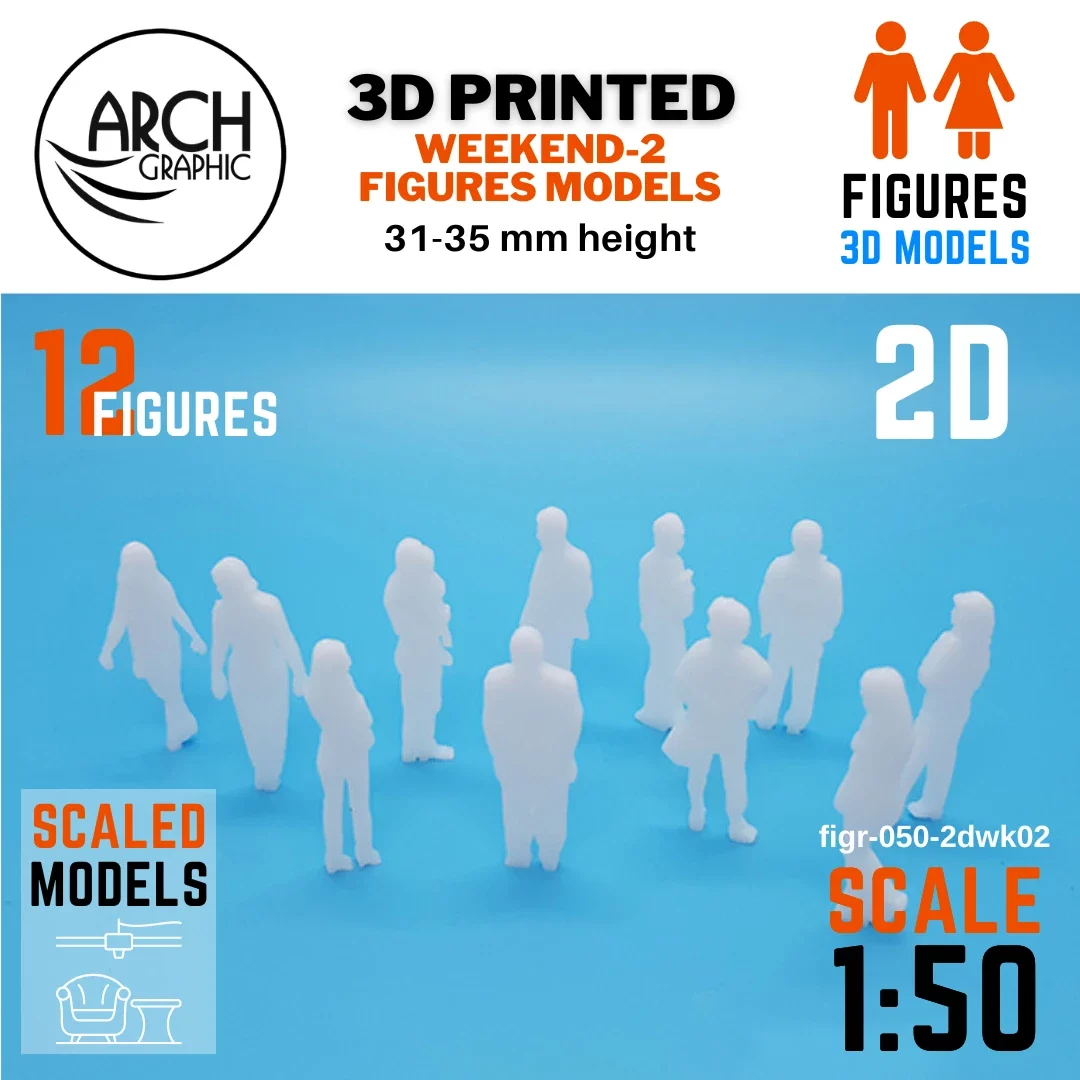 3D printed weekend-2 figures models scale 1:50