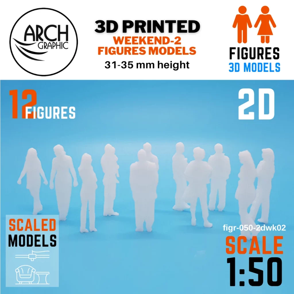 Best Price 3D Print Human Weekend 2 figures in Scale 1:100 for 3D Interior and Exterior 3D Print Projects
