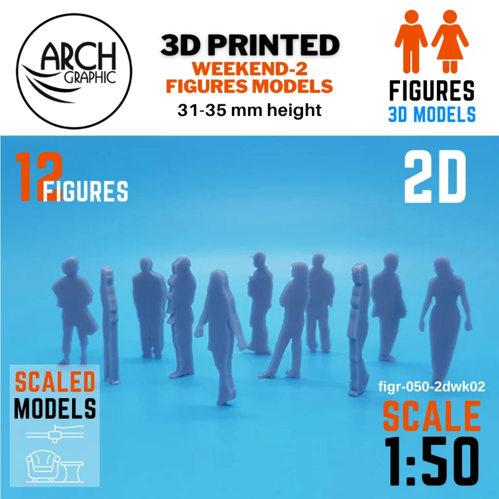 Best Price 3D Print Shop in Sharjah Making 3D Weekend 2 figures models to use for Exterior 3D Models Scale 1:100 using Best 3D Resin Printers in UAE