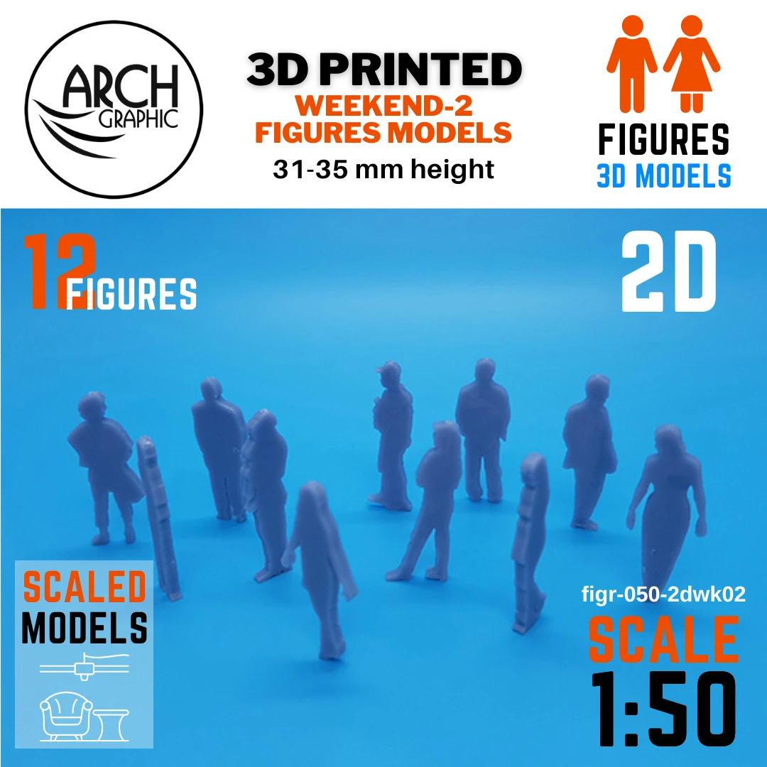 High-Quality 3D Printing Service in Dubai Provides 3D Printed Human Weekend 2 figures in scale 1:100 for 3D Printed scaled models mockup Projects