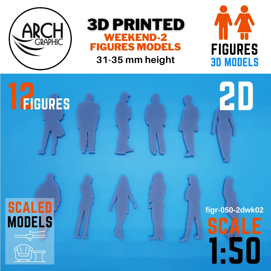 Fine Details 3D Printing Weekend 2 figures scale 1:100 in UAE from ARCH GRAPHIC 3D Print HUB UAE for Exterior 3D Models in UAE