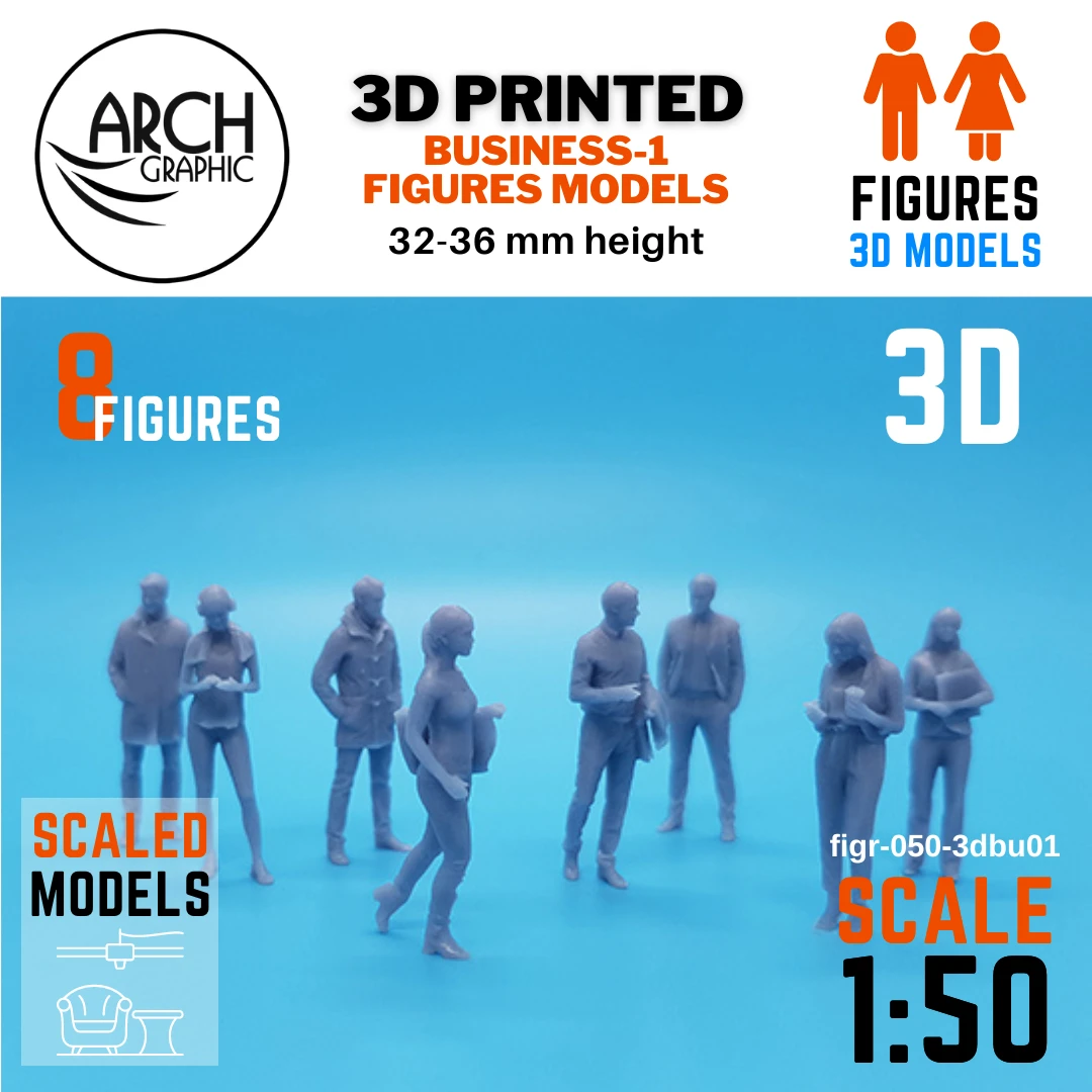3D printed business-1 figures models scale 1:50