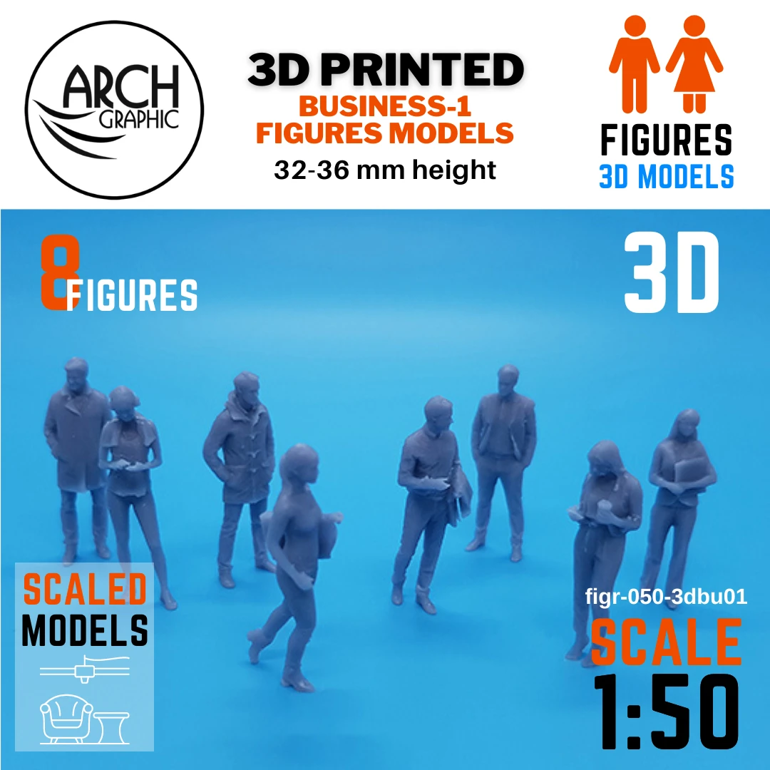 Best Price 3D Print Human Business 1 figures in Scale 1:50 for 3D Interior and Exterior 3D Print Projects
