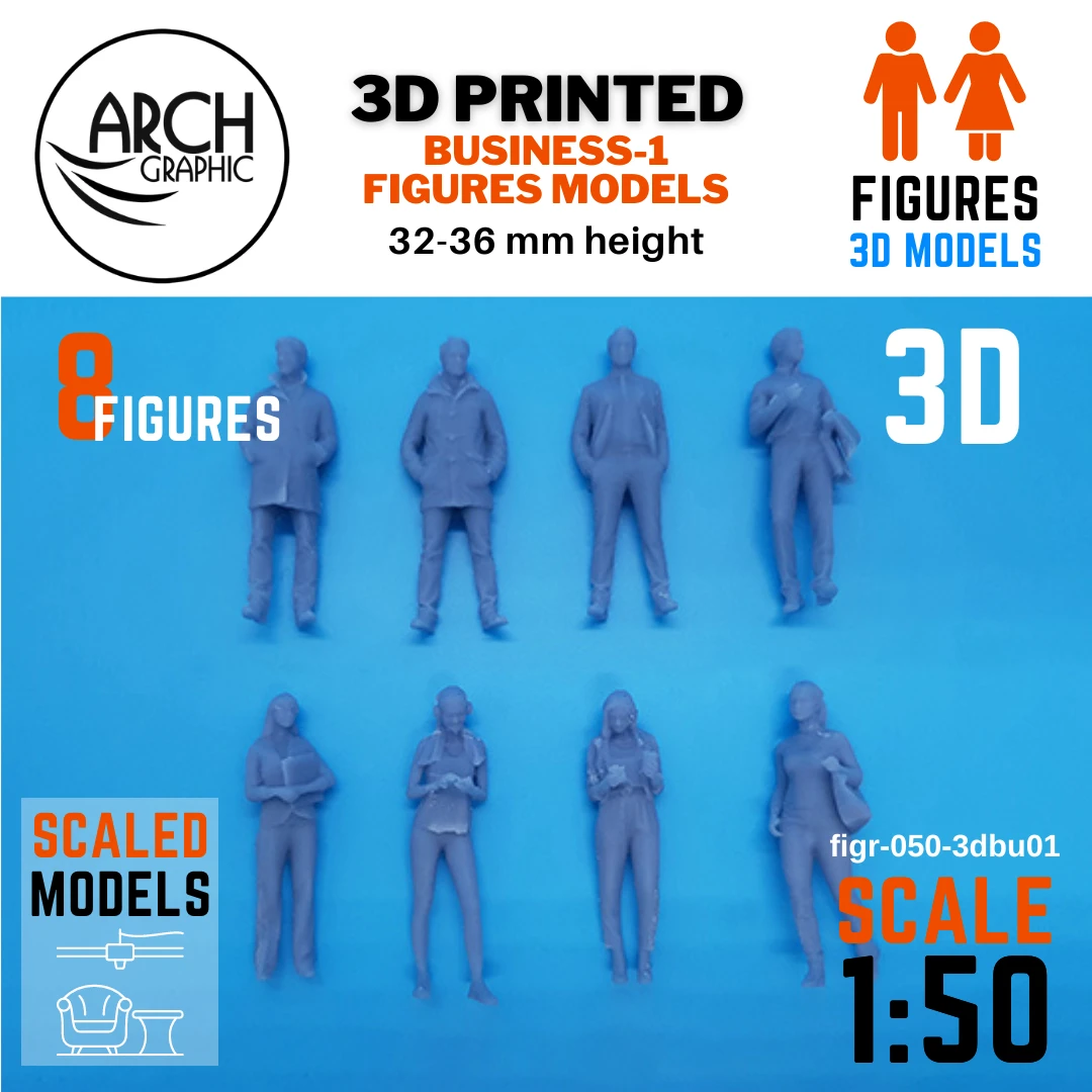 Best 3D Printing Company in UAE Provides 3D Scaled Models for Human Business 1 figures in Scale 1:50 to use for Best 3D Printed Interior Models in UAE
