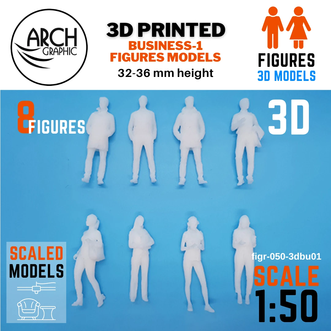 Fine Details 3D Printing Business 1 figures scale 1:50 in UAE from ARCH GRAPHIC 3D Print HUB UAE for Exterior 3D Models in UAE