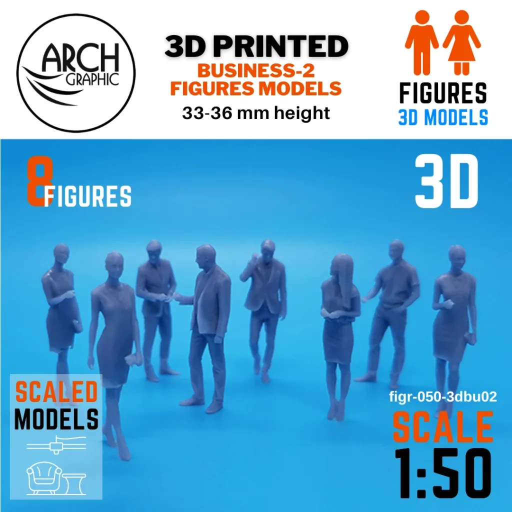3D printed business-2 figures models scale 1:50