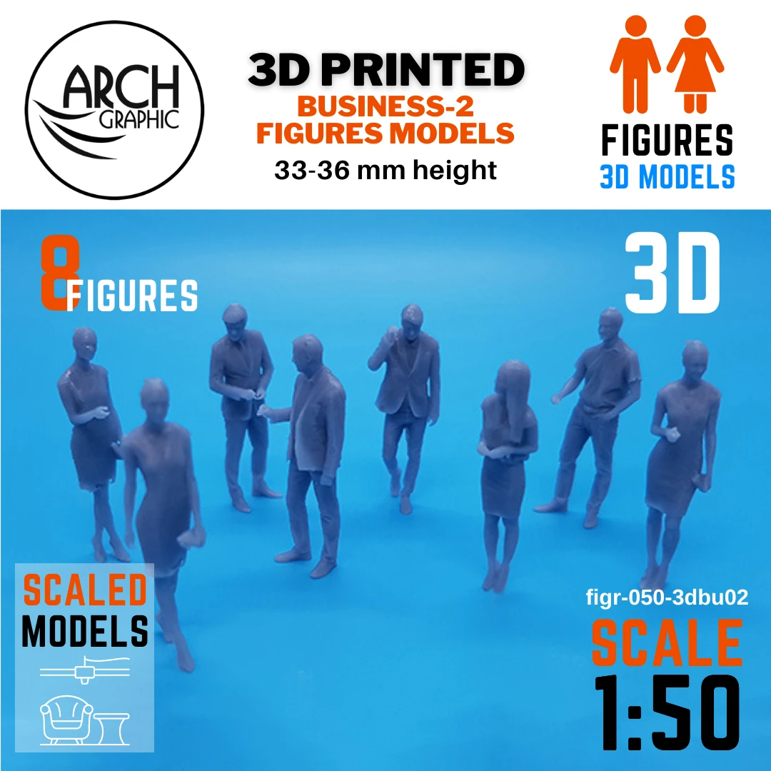 Best Price 3D Print Human Business 2 figures in Scale 1:50 for 3D Interior and Exterior 3D Print Projects
