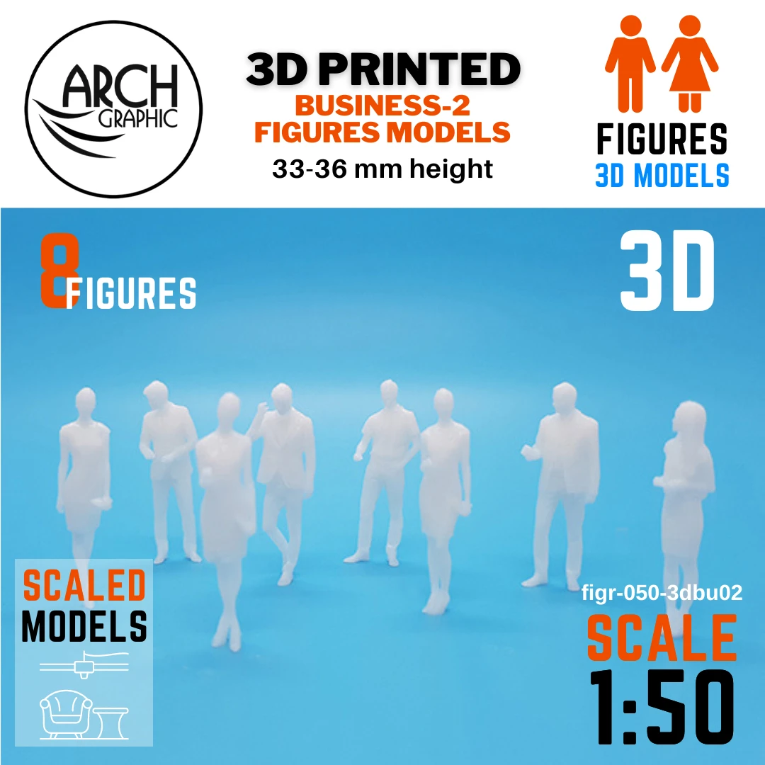 Best Price 3D Print Shop in Sharjah Making 3D Business 2 figures models to use for Exterior 3D Models Scale 1:50 using Best 3D Resin Printers in UAE
