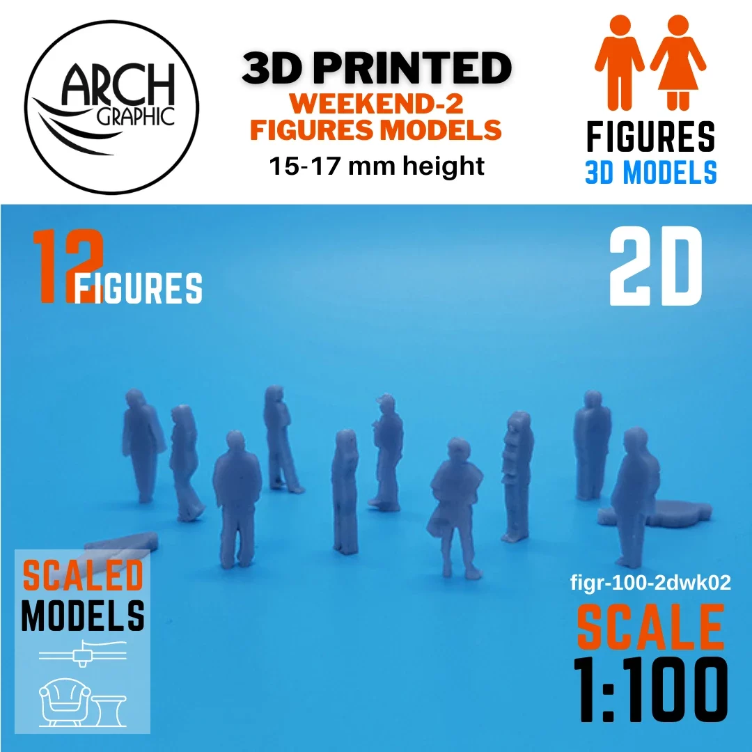 3D printed weekend-2 figures models scale 1:100