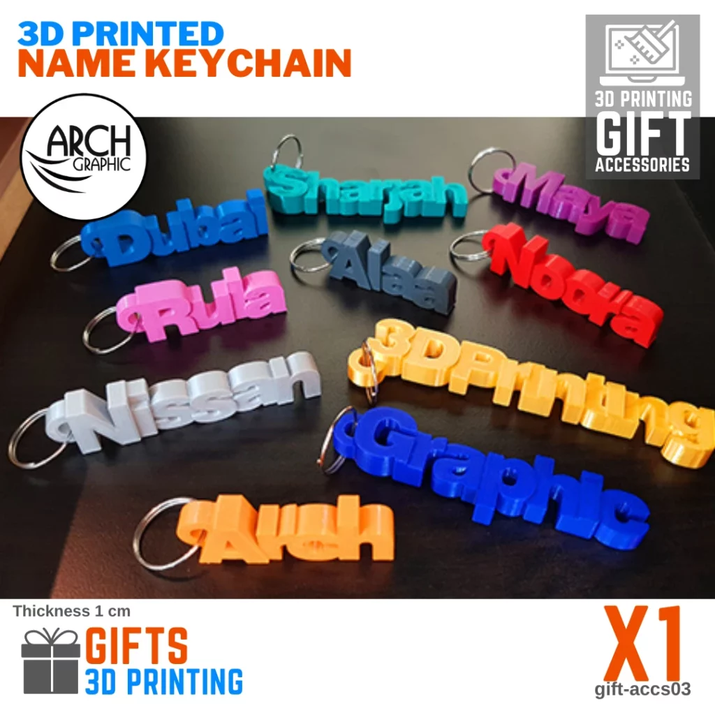3D Printing Gifts in UAE for Name Keychain by Best FDM 3D Printers in Dubai