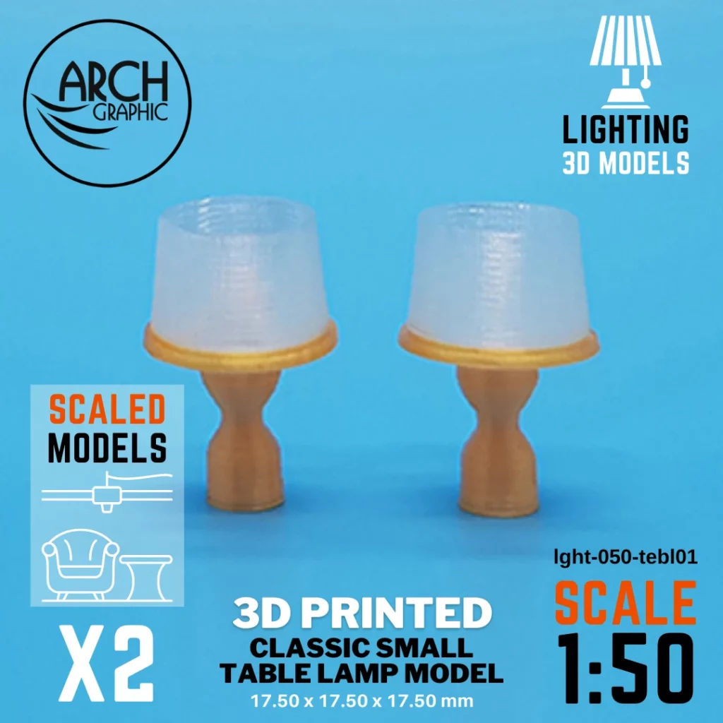 3D printed classic small table lamp model scale 1:50