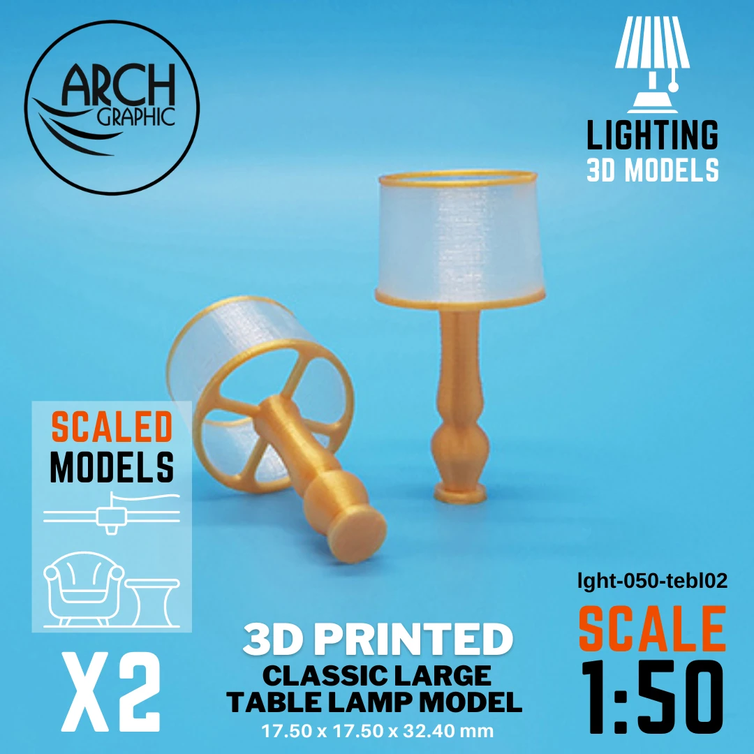 3D printed classic large table lamp model scale 1:50