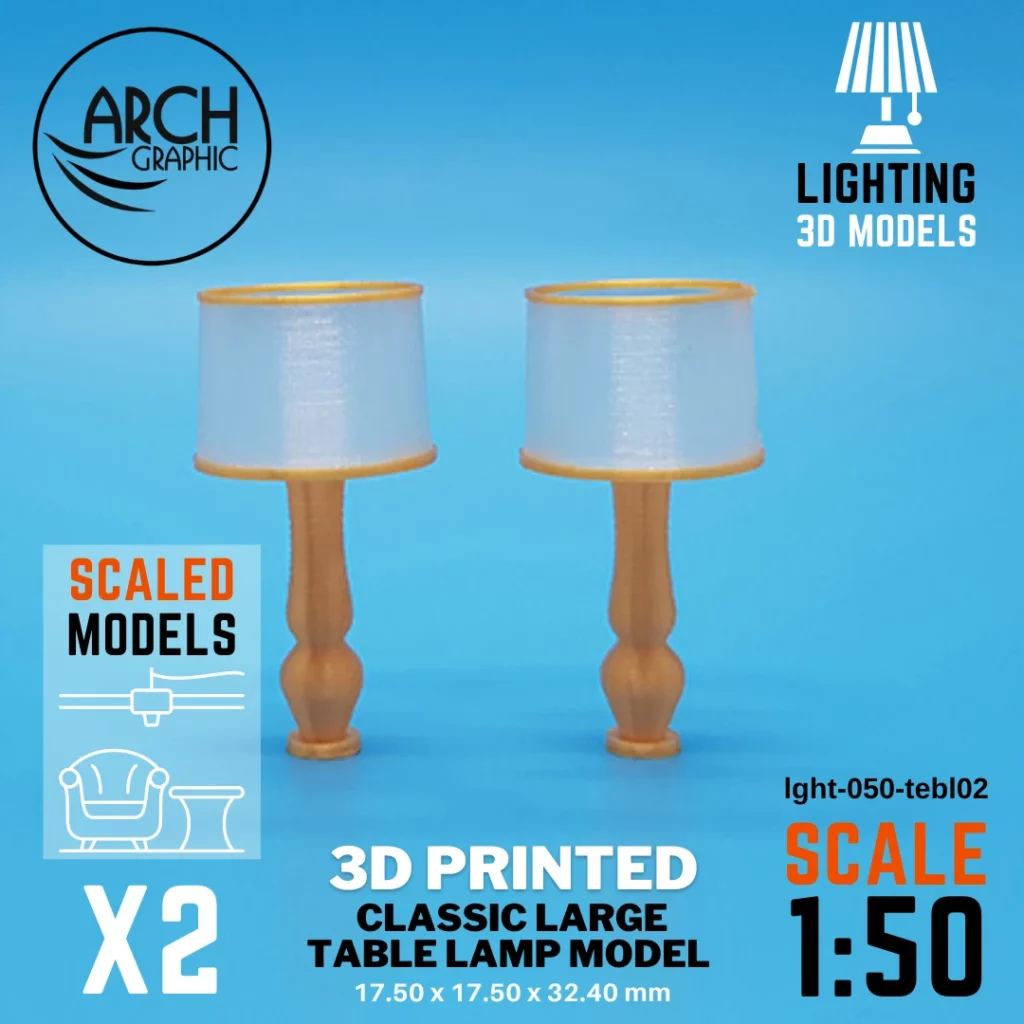 Best Price 3D Print Shop in Sharjah making Classic Large Table Lamp Scale 1:50 using Best 3D Printers in UAE