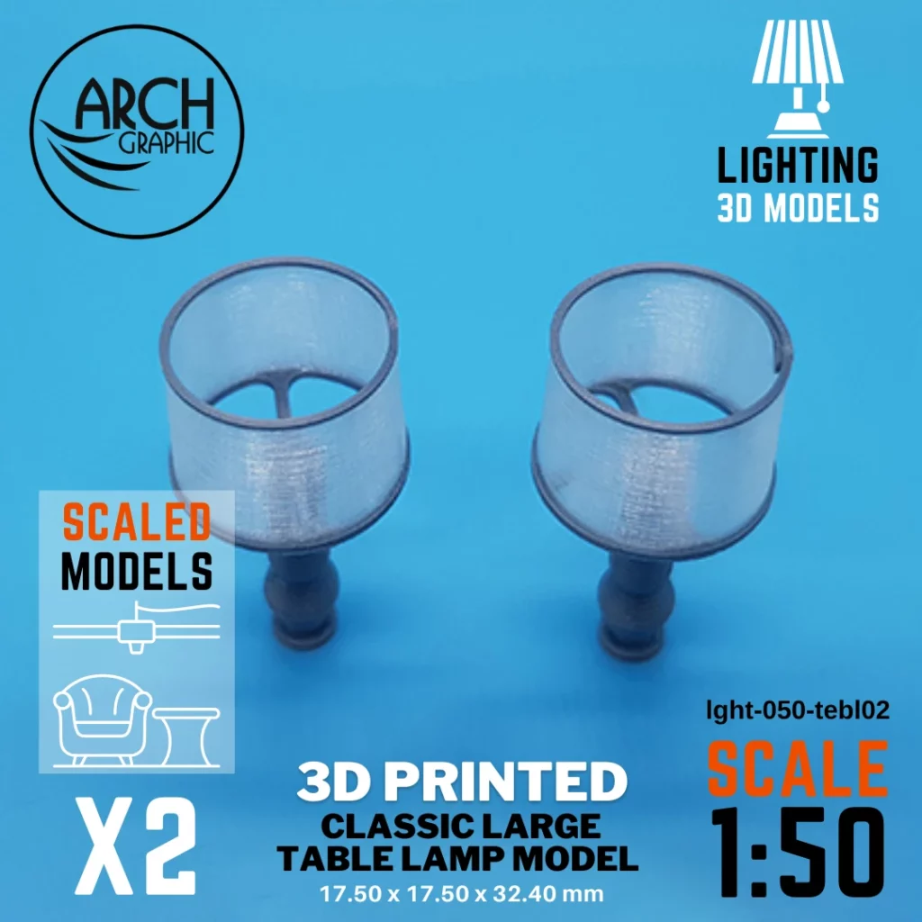 Best Quality 3D Print Shop in UAE Provides Classic Large Table Lamp Scale 1:50 for best Interior Projects in Dubai