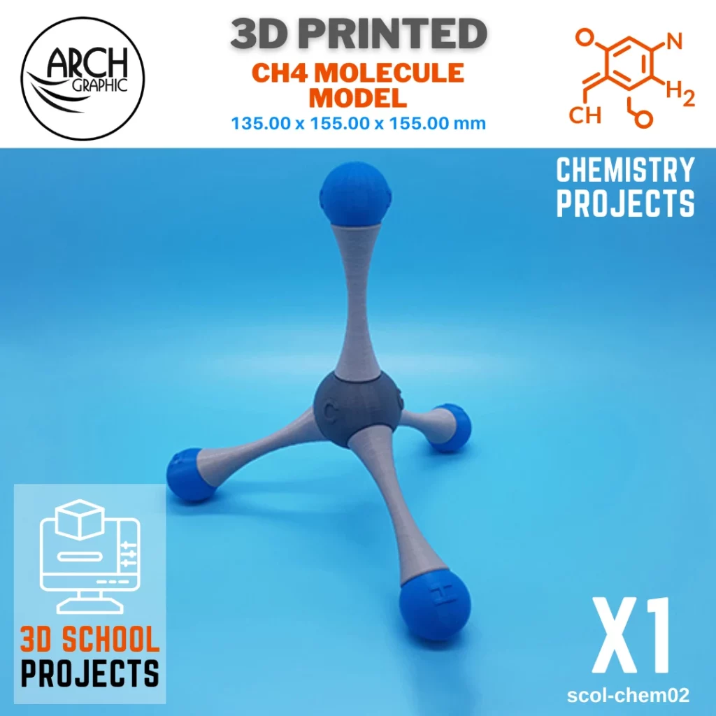 3D Printed CH4 Molecule using Best 3D Printers in Alain