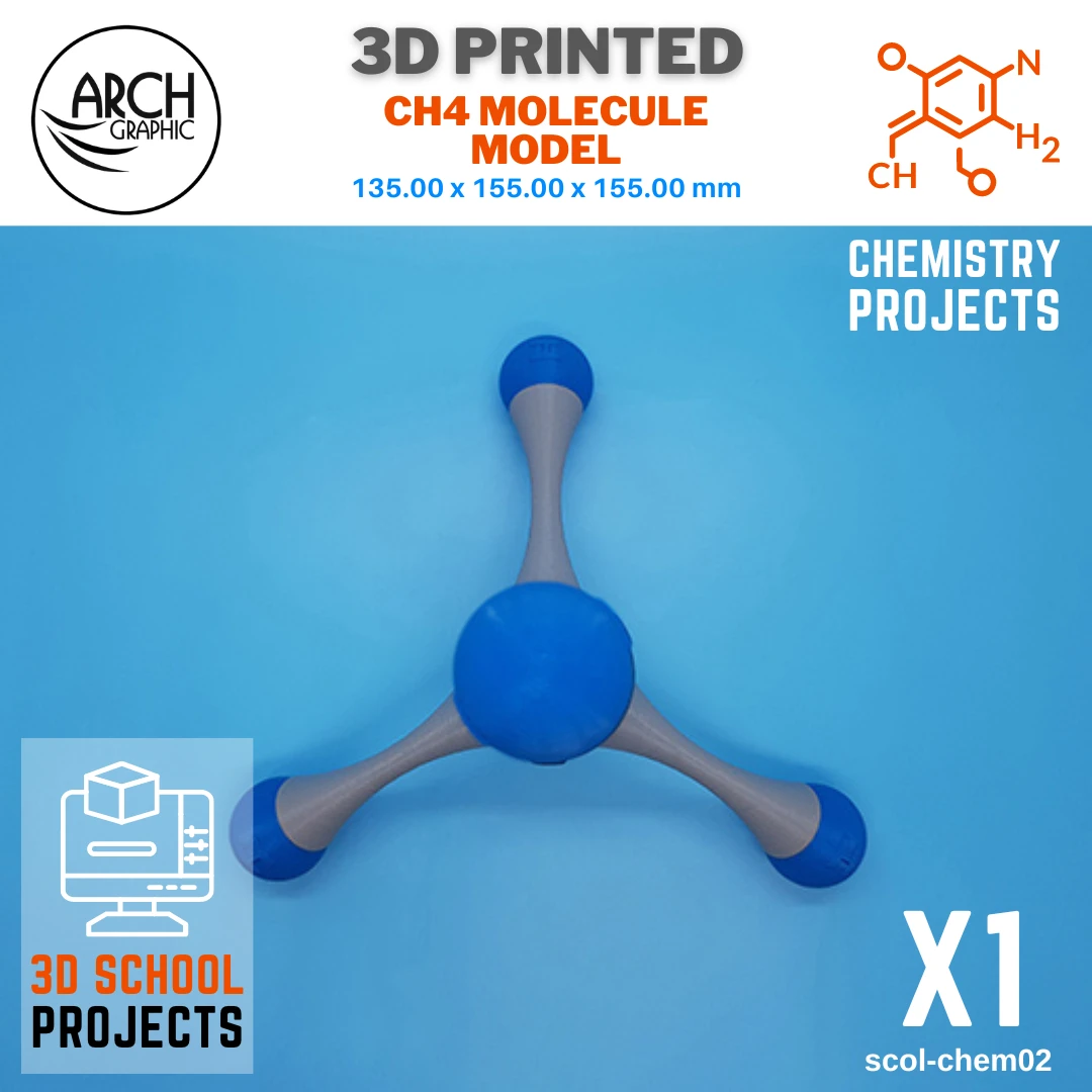 3D Printed CH4 Molecule by ARCH GRAPHIC Best 3D Printing Company in Alain