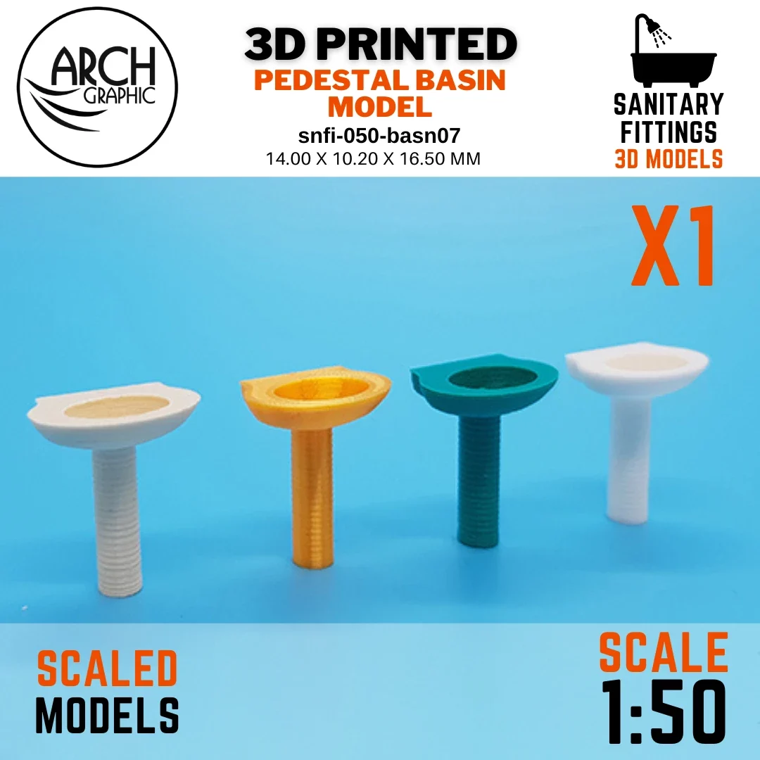 3D printed pedestal basin model scale 1:50