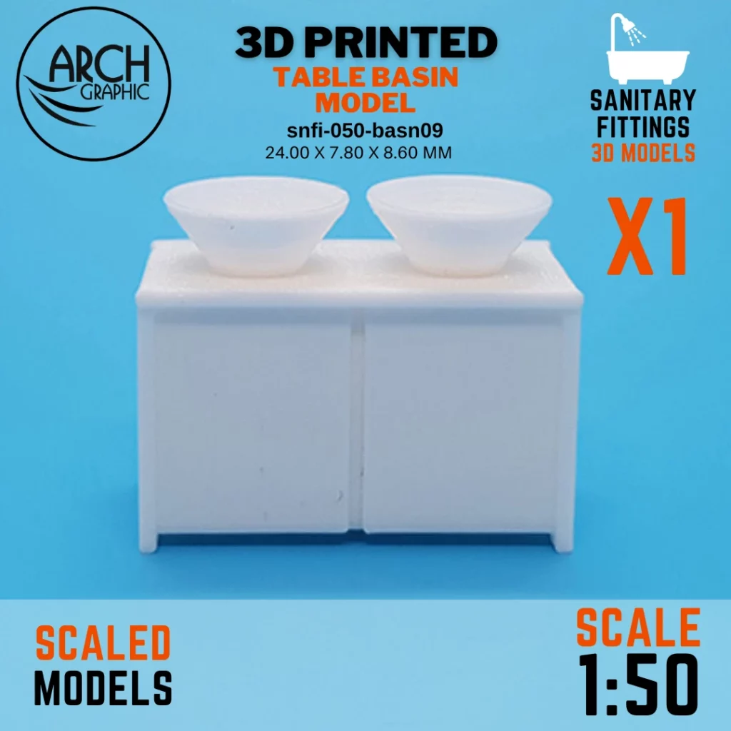 ARCH GRAPHIC 3D Printed Models in UAE make Table Top Rounded Basin Model Scale 1:50