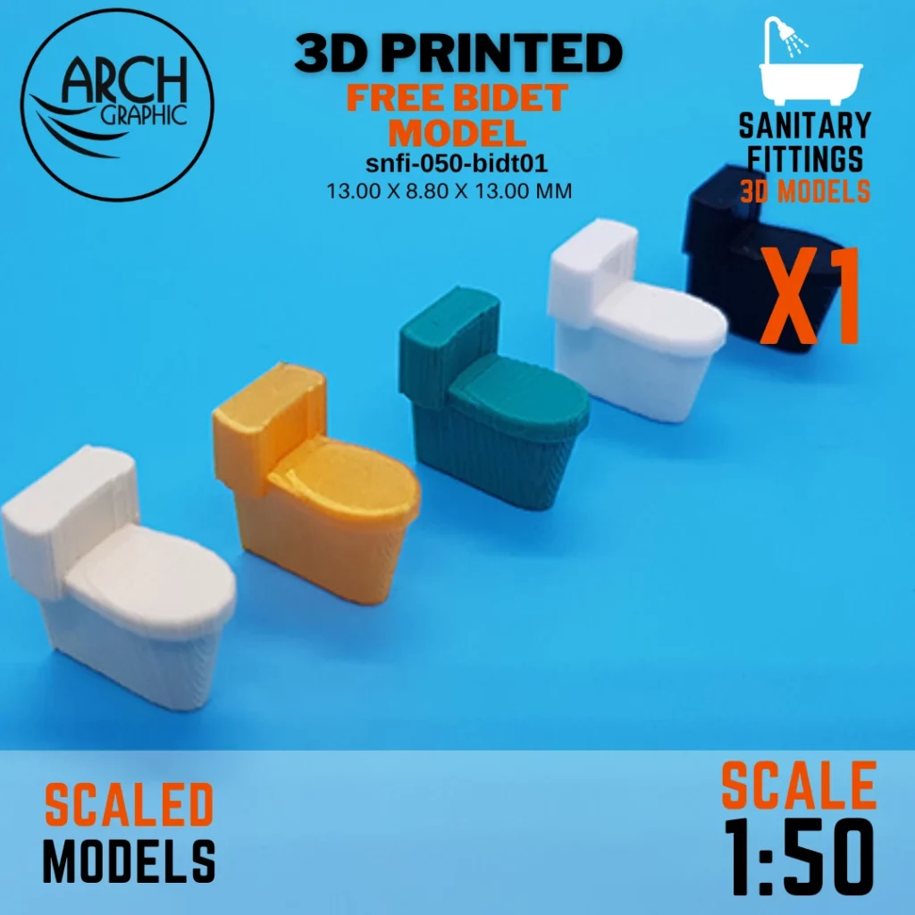 3D printed free bidet model scale 1:50