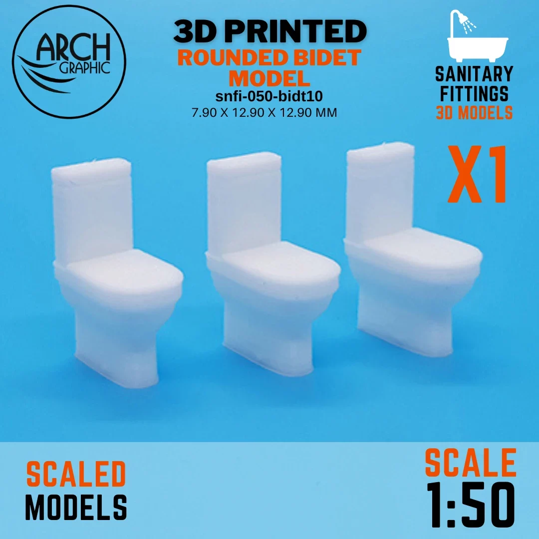 3D printed rounded bidet model scale 1:50