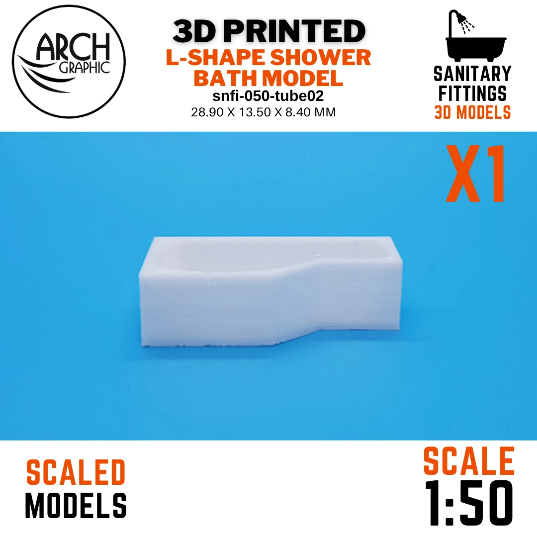 ARCH GRAPHIC 3D Print Interior Objects provides Shower Bath Model, 1:50