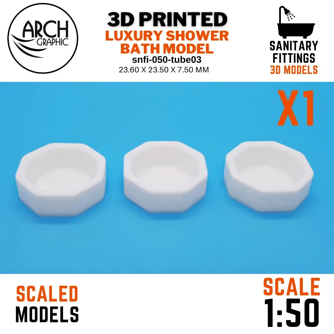 3D printed luxury shower bath model scale 1:50