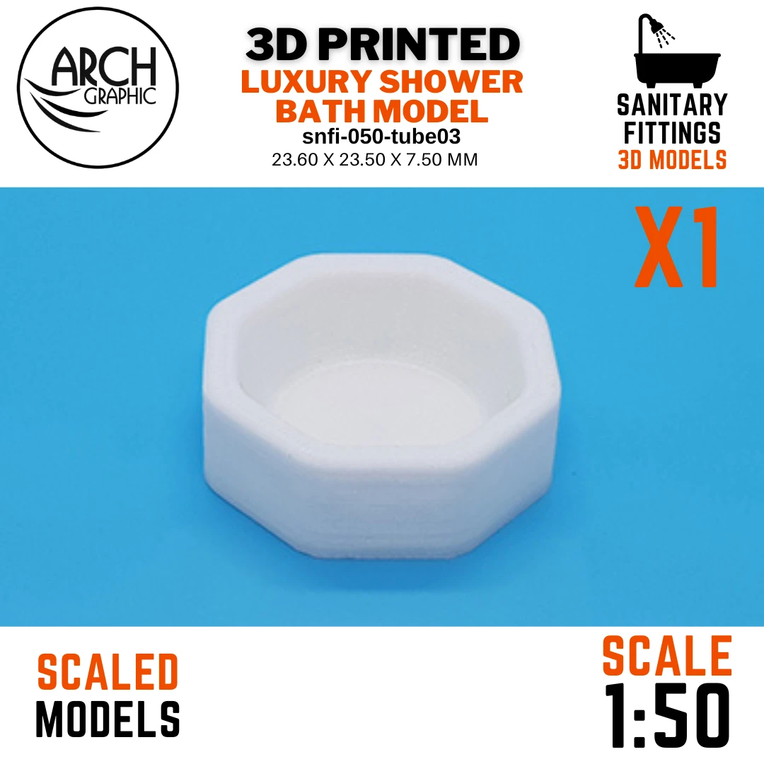 ARCH GRAPHIC 3D Print Models provide Shower Bath Model, 1:50