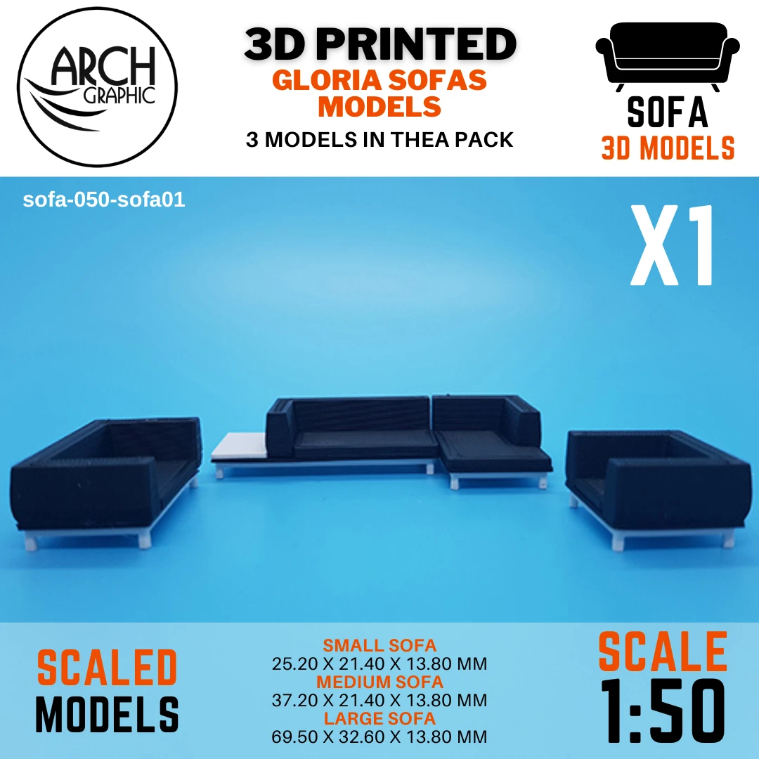 3D Print UAE Provides 3D Printed Gloria Sofas Models Scale 1:50