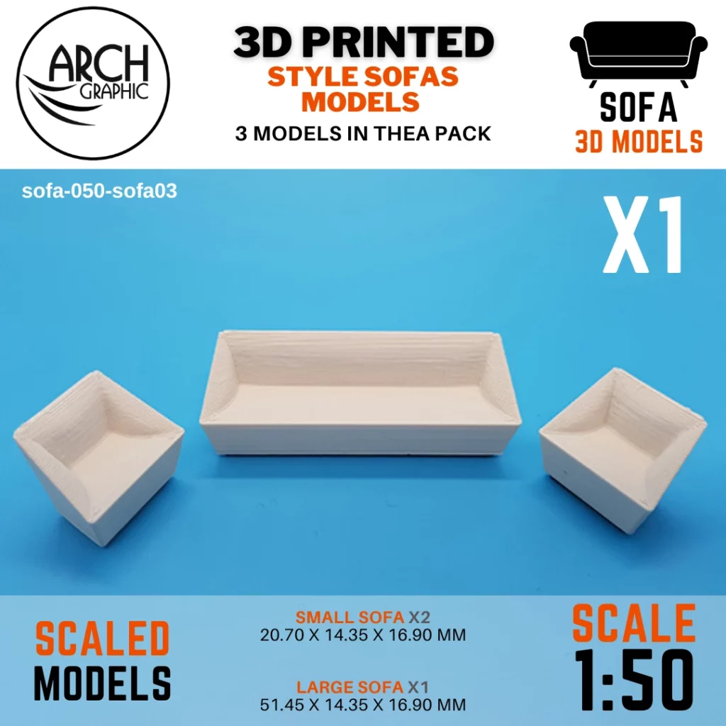 3D printed style sofas models scale 1:50