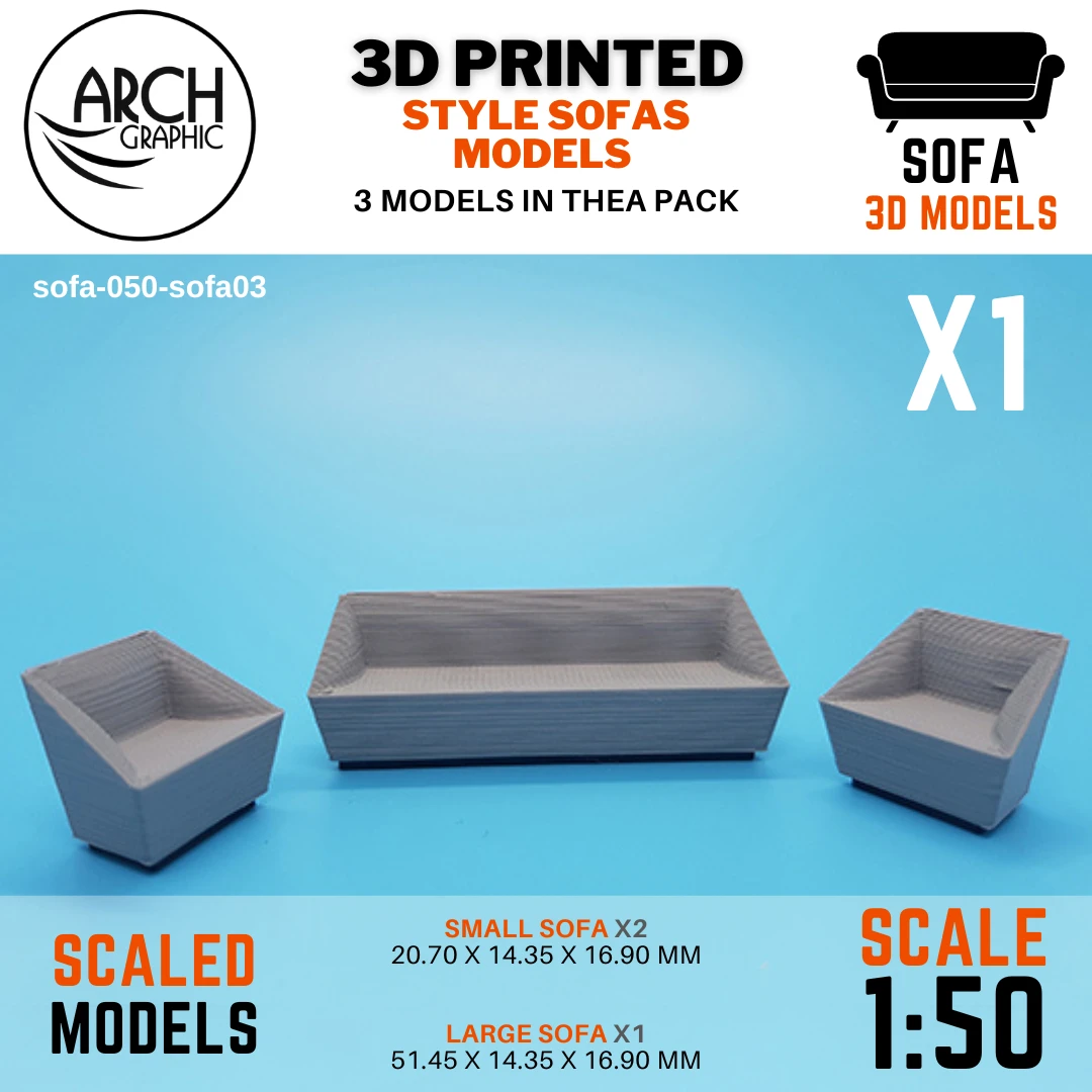 Fast 3D Print Service in UAE Making 3D Printed Style Sofas Models Scale 1:50