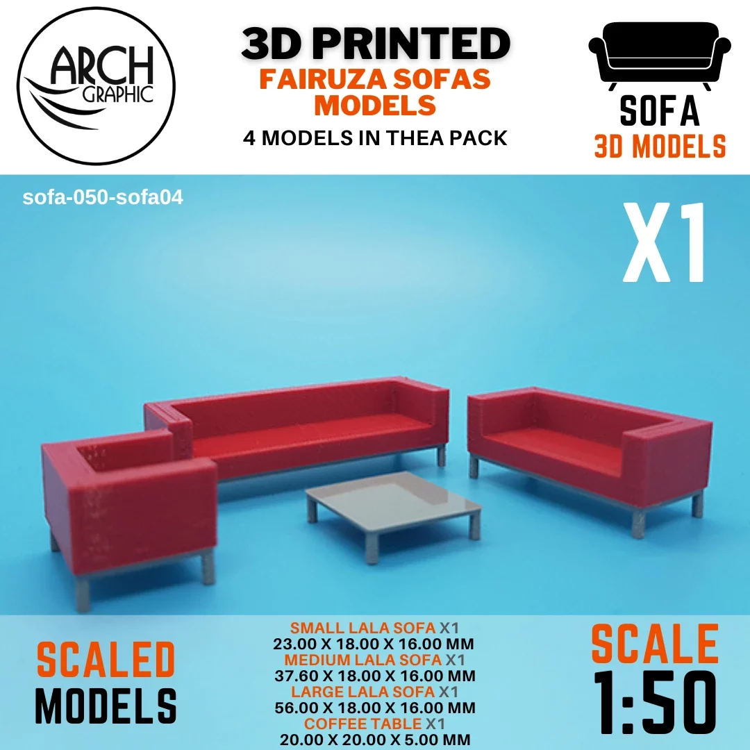 3D printed Fairuza sofas models scale 1:50