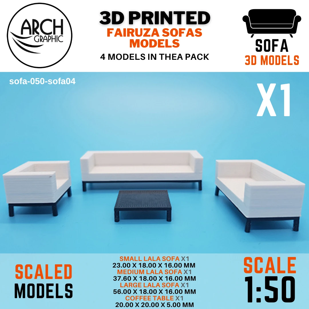 3D Print UAE Provides 3D Printed Fairuza Sofas Models Scale 1:50