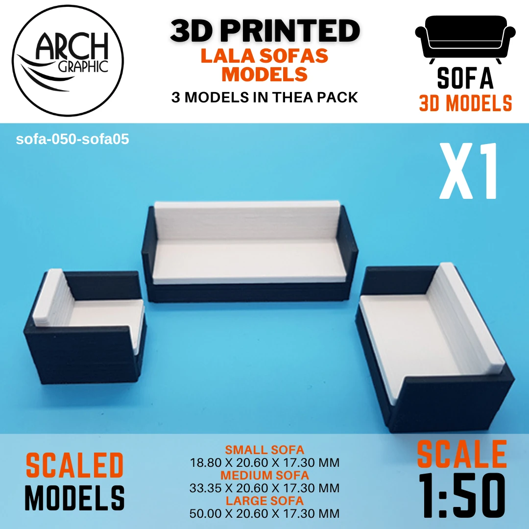 Fast 3D Print Service in UAE 3D making Printed Lala Sofas Models Scale 1:50