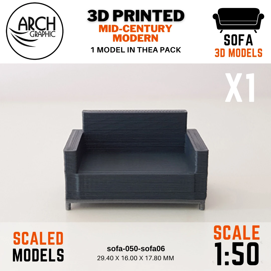 Fast 3D Print Service in UAE 3D making Printed Mid-century Modern Sofa Model Scale 1:50
