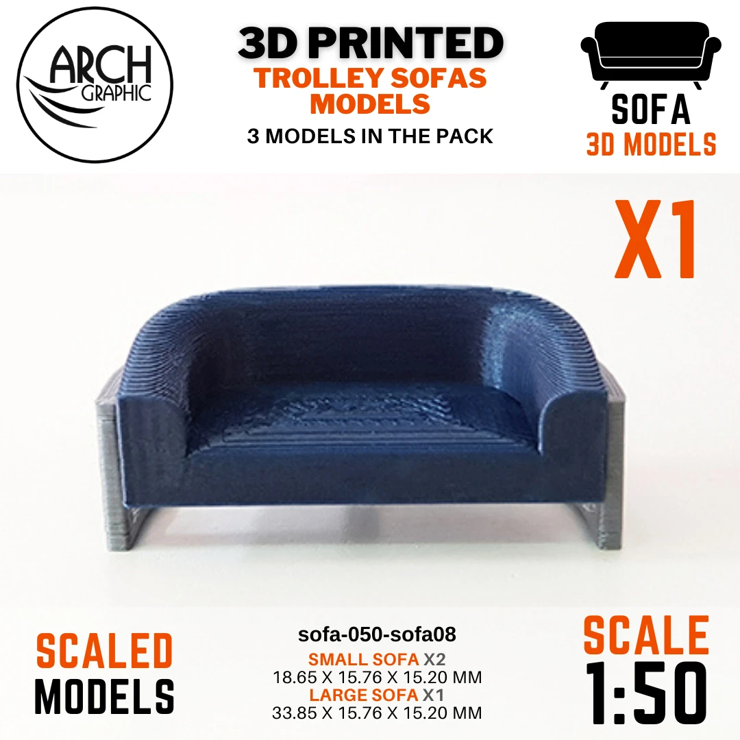 Fast 3D Print Service in UAE 3D making Printed Trolley Sofas Models Scale 1:50