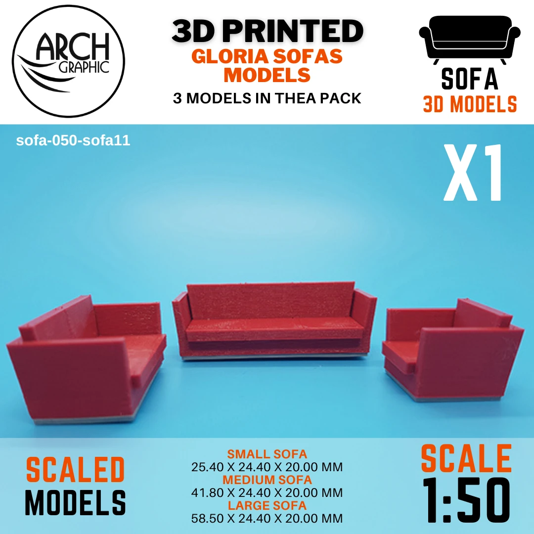 3D printed Qamar sofas models scale 1:50
