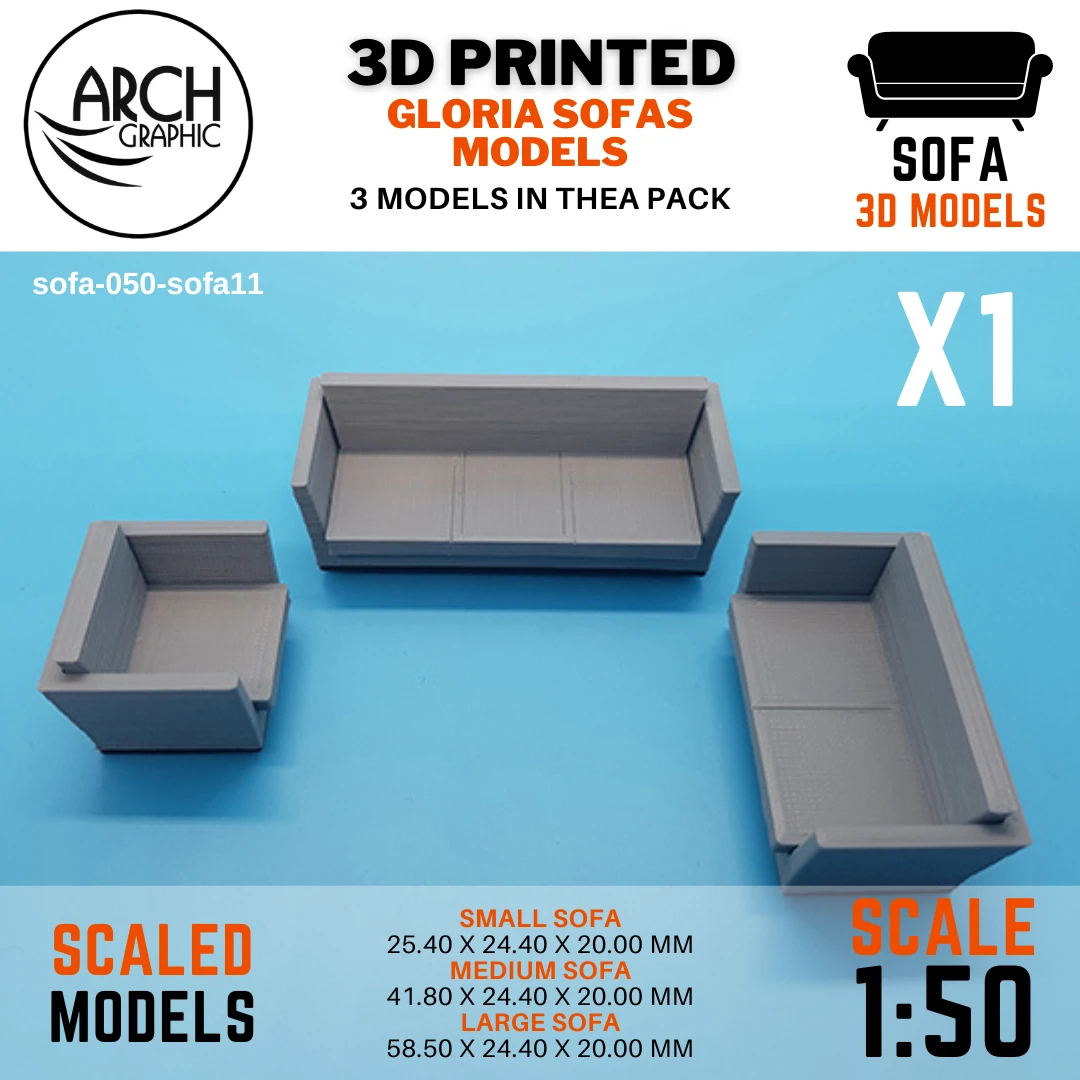 Fast 3D Print Service in UAE 3D making Printed Qamar Sofas Models Scale 1:50