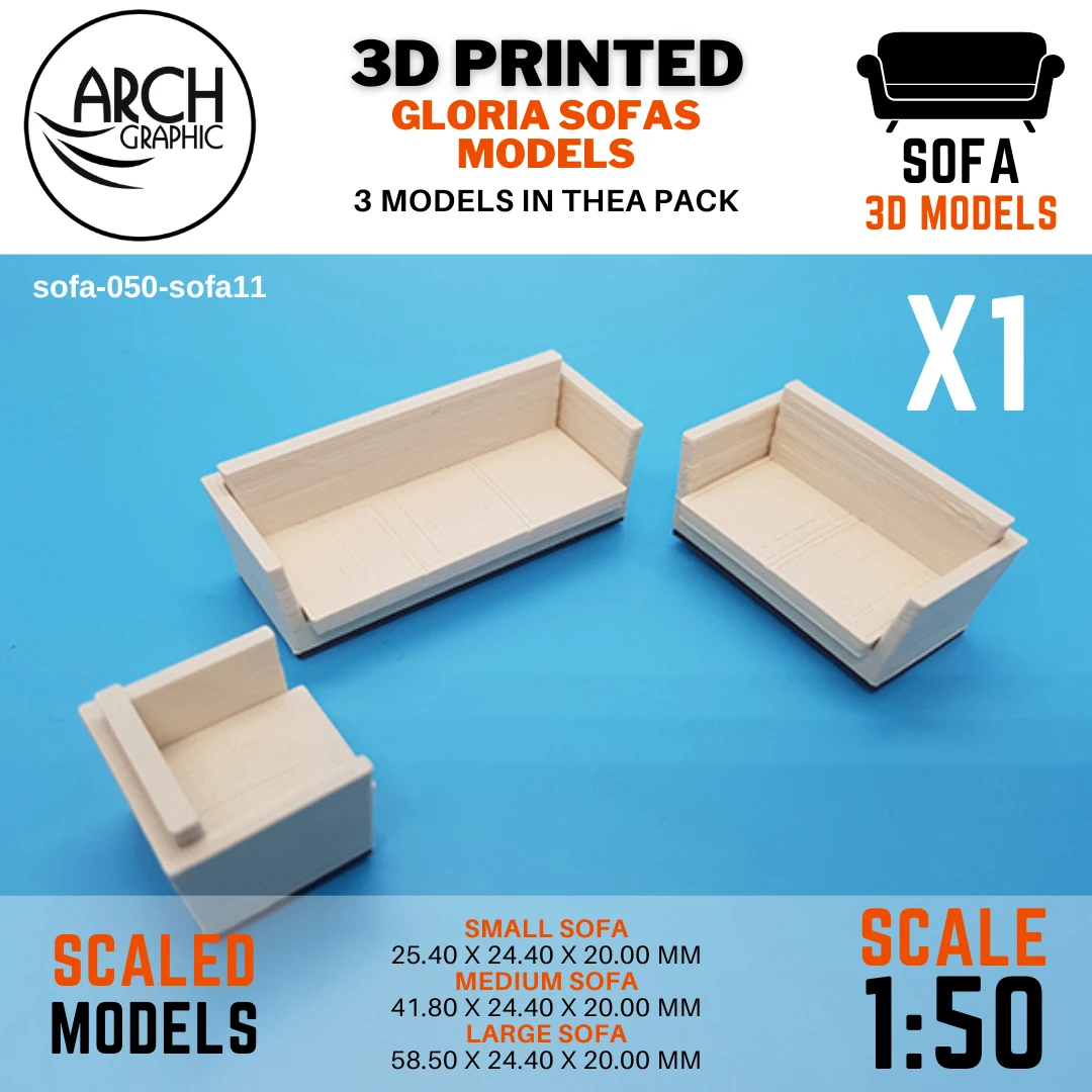 3D Print UAE Provides 3D Printed Qamar Sofas Models Scale 1:50