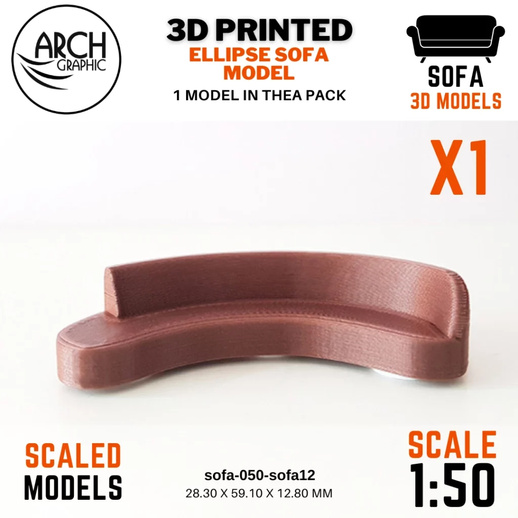 3D printed ellipse sofa model scale 1:50
