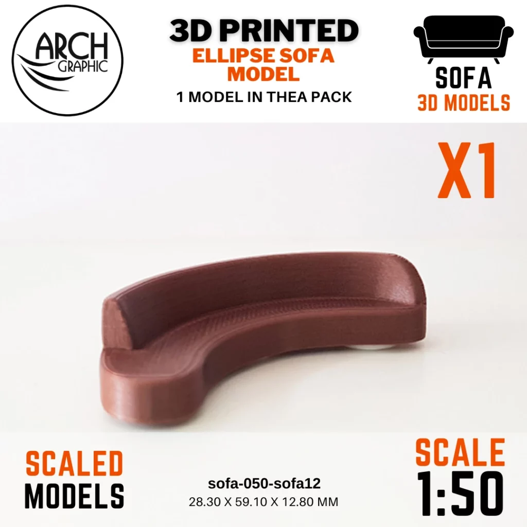 Fast 3D Print Service in UAE making 3D Printed Ellipse Sofa Model Scale 1:50