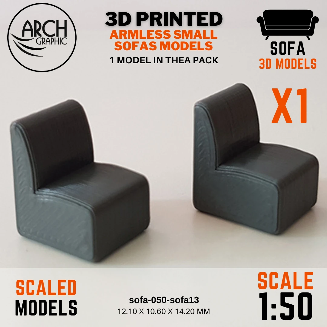 Fast 3D Print Service in UAE making Armless Small Sofas Models, 1:50